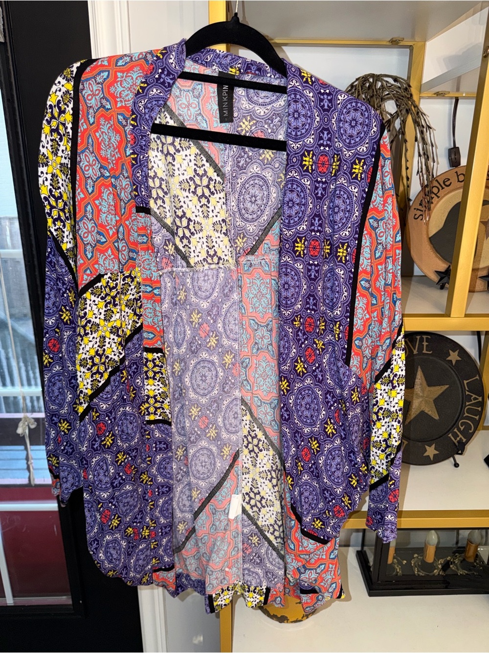 MINKPINK Purple Multi-Print Open-Front Kimono